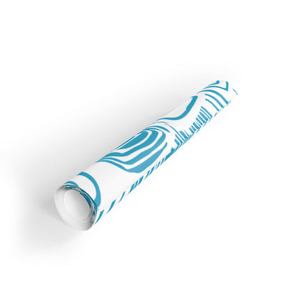 Blue Abstract Floral Gift Wrap Roll – Modern Geometric Wrapping Paper for Birthdays, Bridal, and Seasonal Gifts