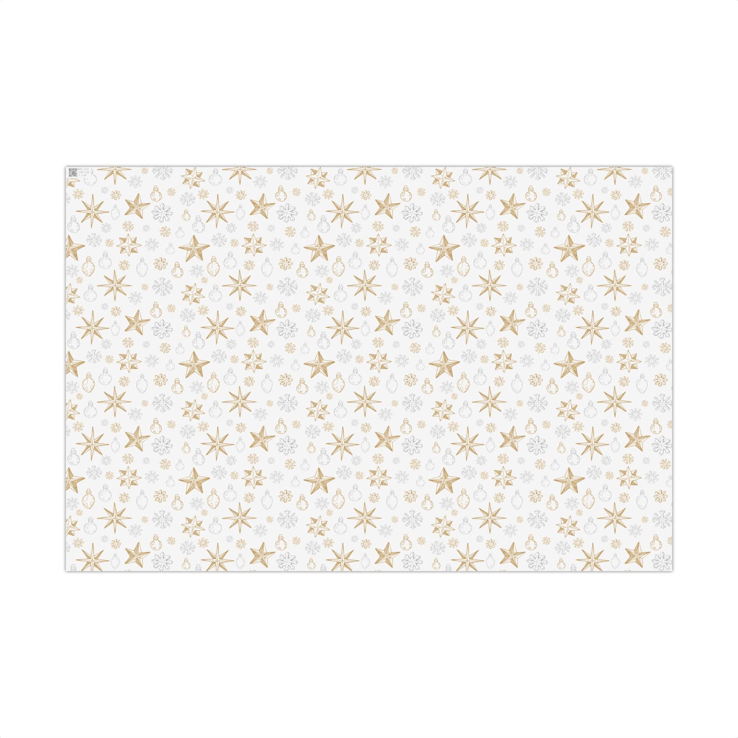 Elegant Silver & Gold On White Christmas Icons Wrapping Paper - Stars, Snowflakes, & Ornaments Gift Wrap