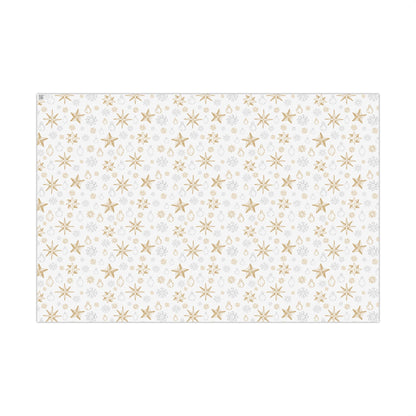 Elegant Silver & Gold On White Christmas Icons Wrapping Paper - Stars, Snowflakes, & Ornaments Gift Wrap