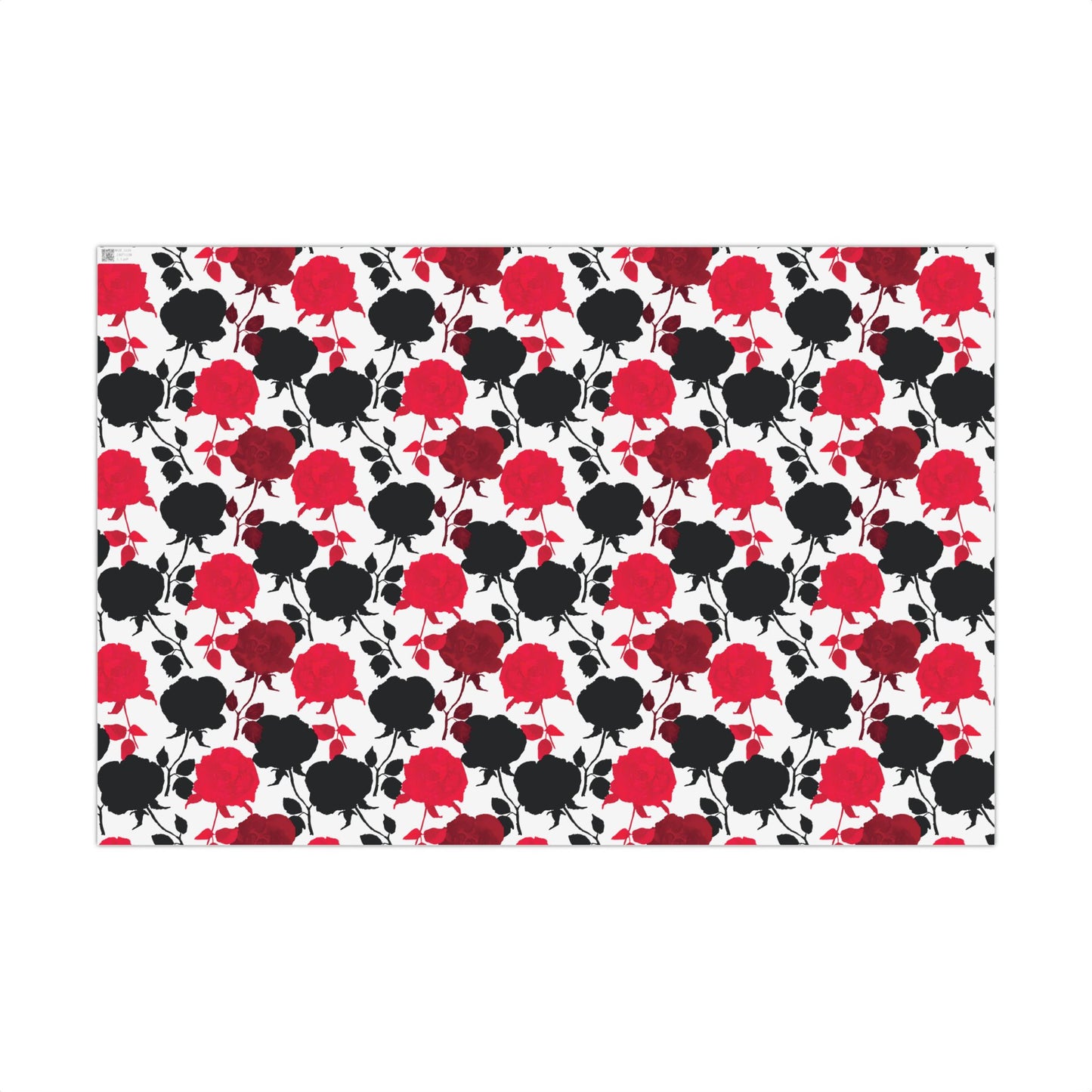 Red & Black Rose Wrapping Paper - Photo-Realistic Rose Stamp Gift Wrap