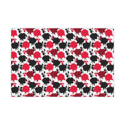 Red & Black Rose Wrapping Paper - Photo-Realistic Rose Stamp Gift Wrap