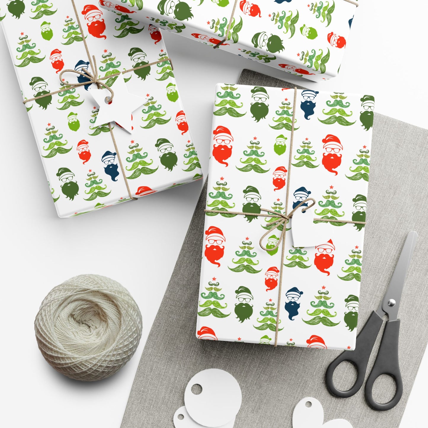 Mustache Hipster Santa Wrapping Paper - Mustache Holiday Gift Wrap