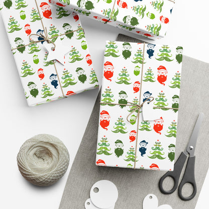 Mustache Hipster Santa Wrapping Paper - Mustache Holiday Gift Wrap