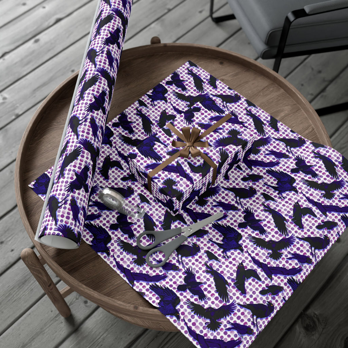 When the Crows Fly Halloween Wrapping Paper - Purple Raven Gift Wrap
