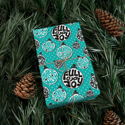 Funky Teal Red Christmas Balls Wrapping Paper