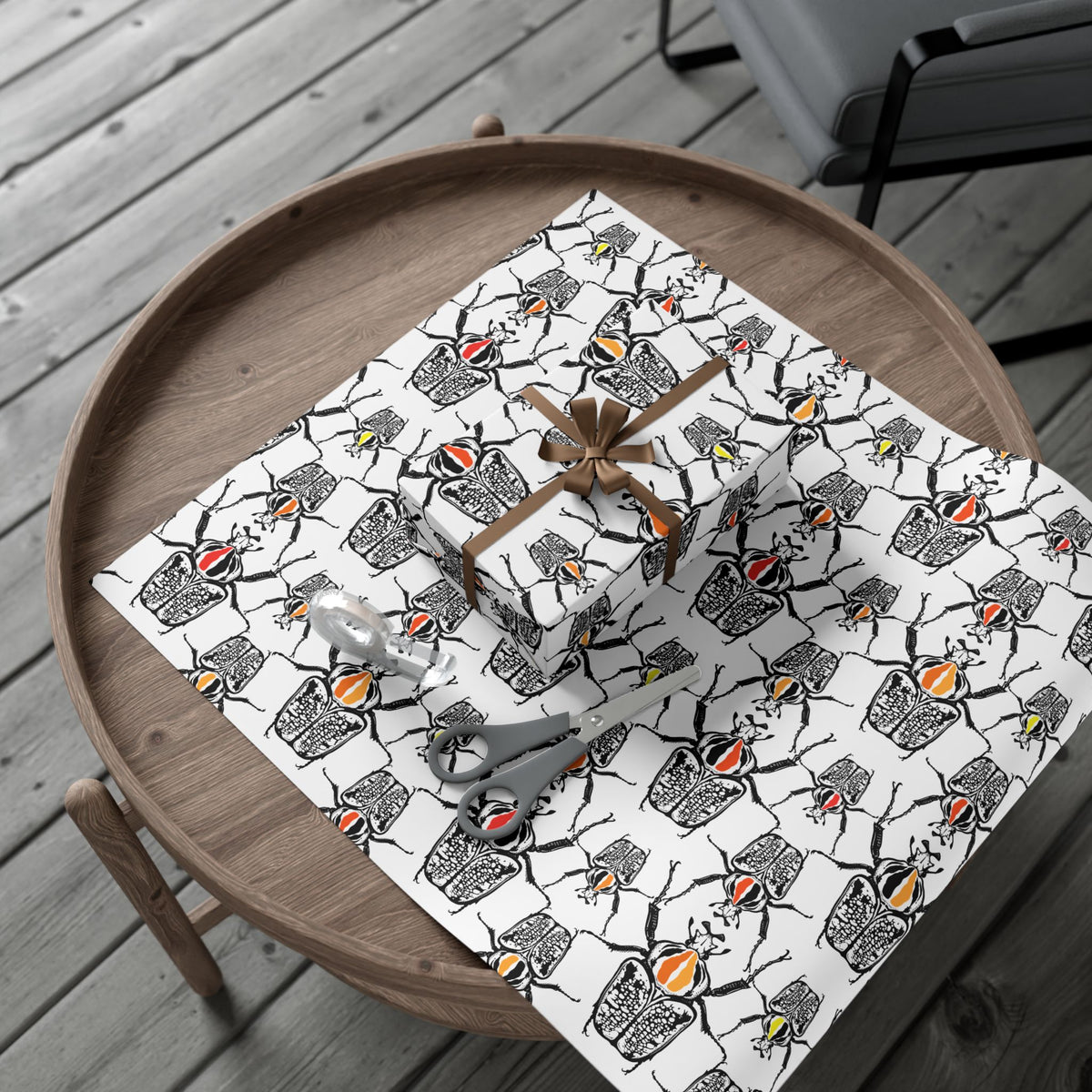 Creepy Crawling Beetles Wrapping Paper: Graphic Beetle Gift Wrap