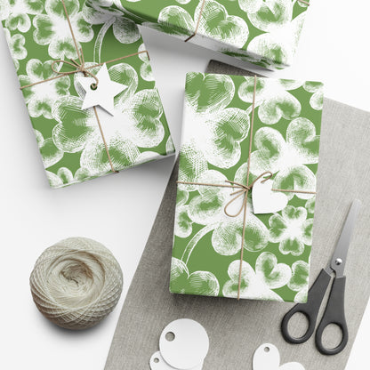 Bold White Shamrocks on Green Pattern