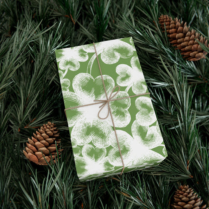 Bold White Shamrocks on Green Pattern