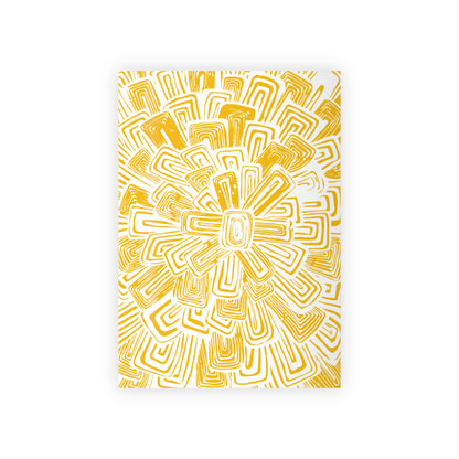 Golden Sunburst Gift Wrap Roll — Abstract Yellow Floral Wrapping Paper