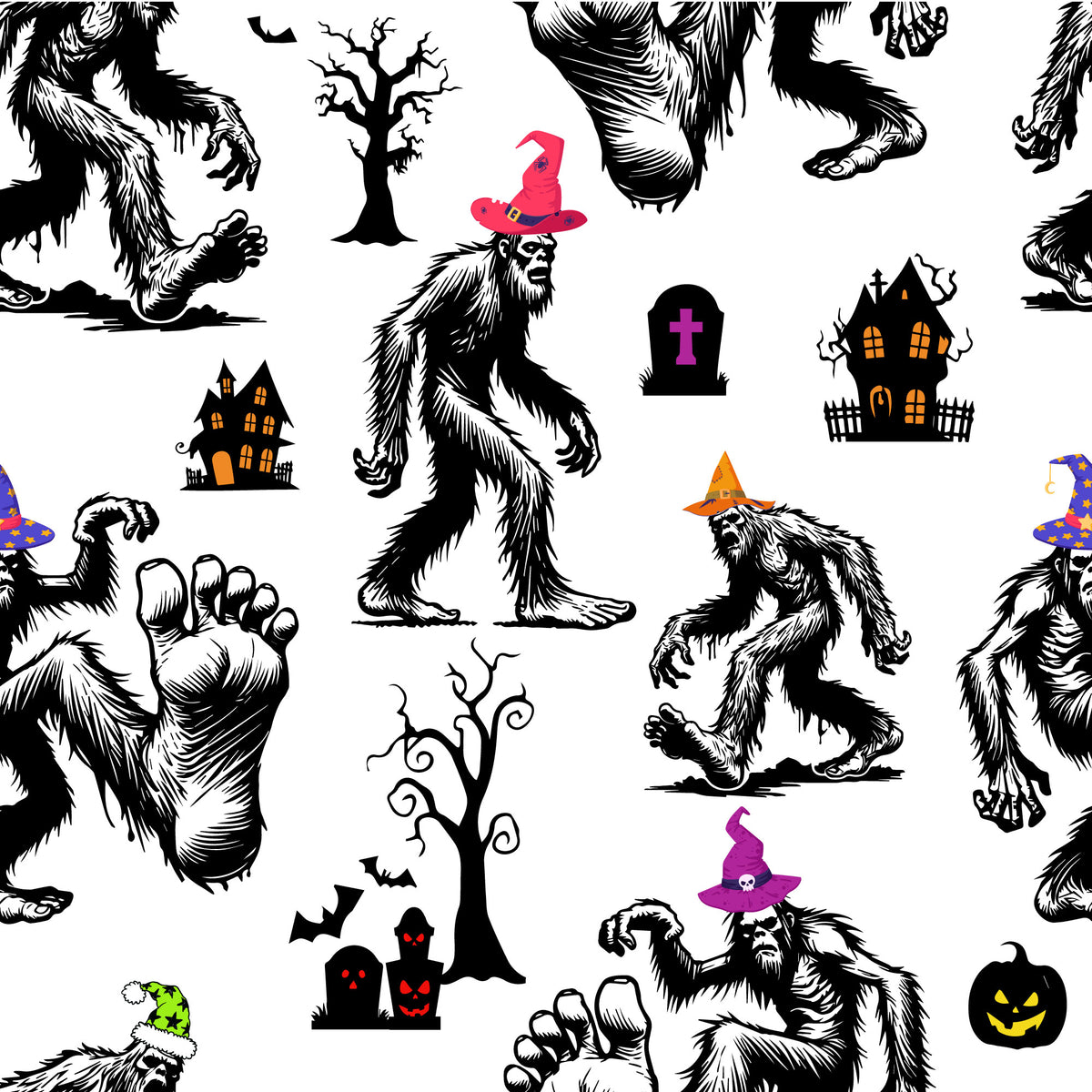 Bigfoot Halloween Wrapping Paper – Spooky Stomp Sasquatch Gift Wrap