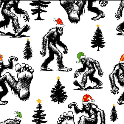 Bigfoot Christmas Holiday Gift Wrap - Sasquatch Santa