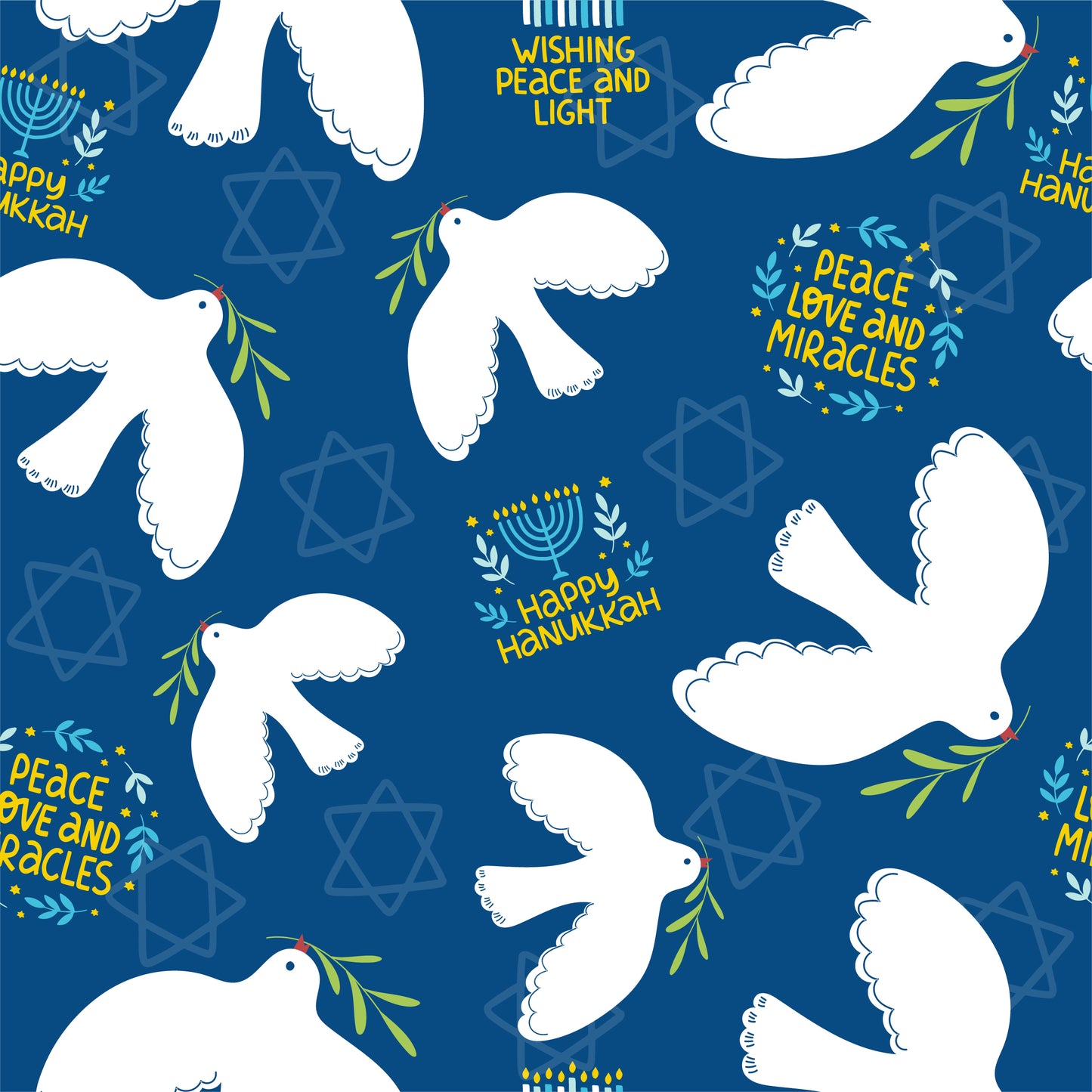 Peace Doves Hanukkah Wrapping Paper