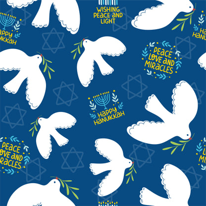 Peace Doves Hanukkah Wrapping Paper