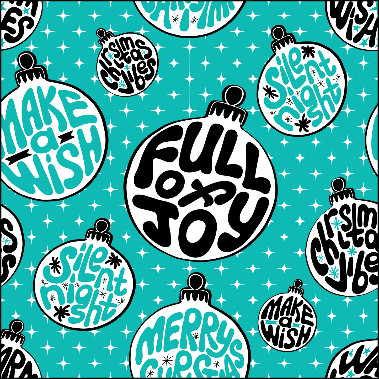 Funky Teal Red Christmas Balls Wrapping Paper