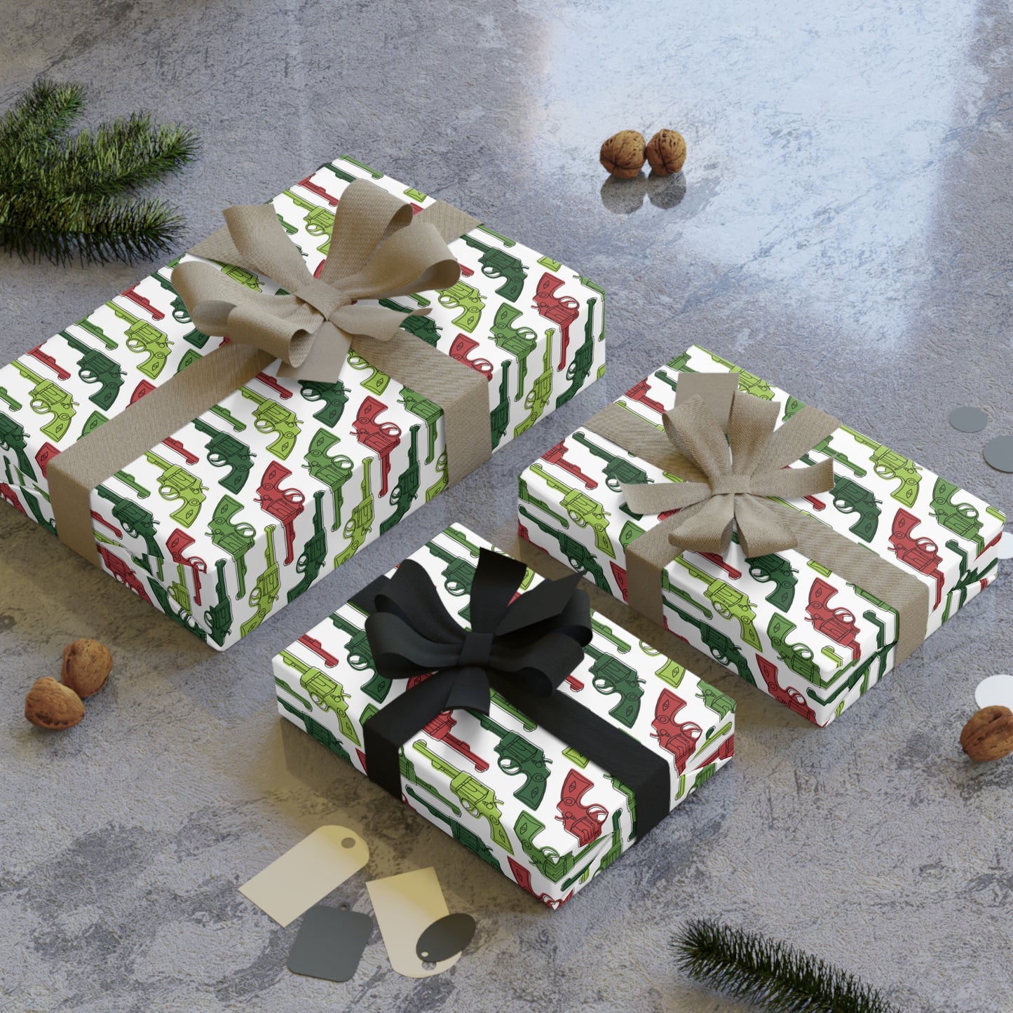 Retro Revolver Holiday Wrapping Paper