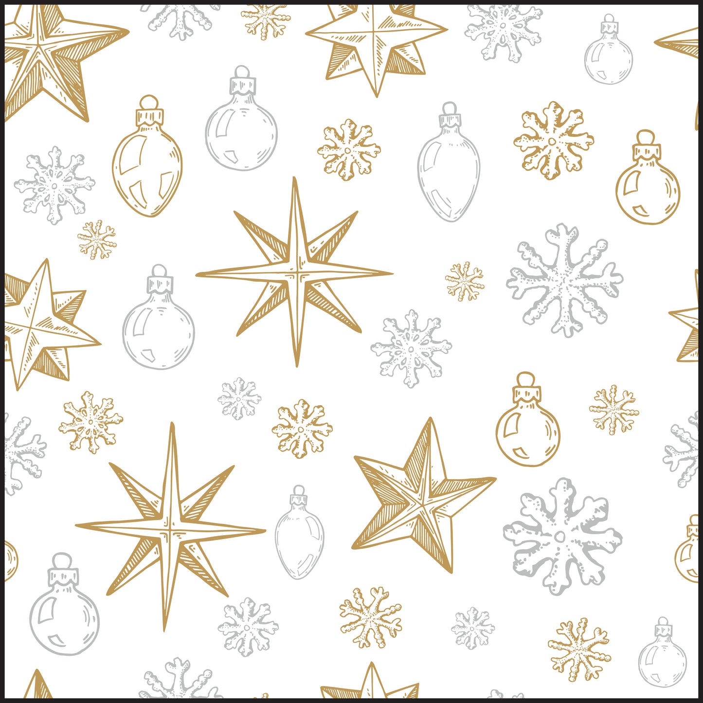 Snowflakes and Stars on White Wrapping Papers