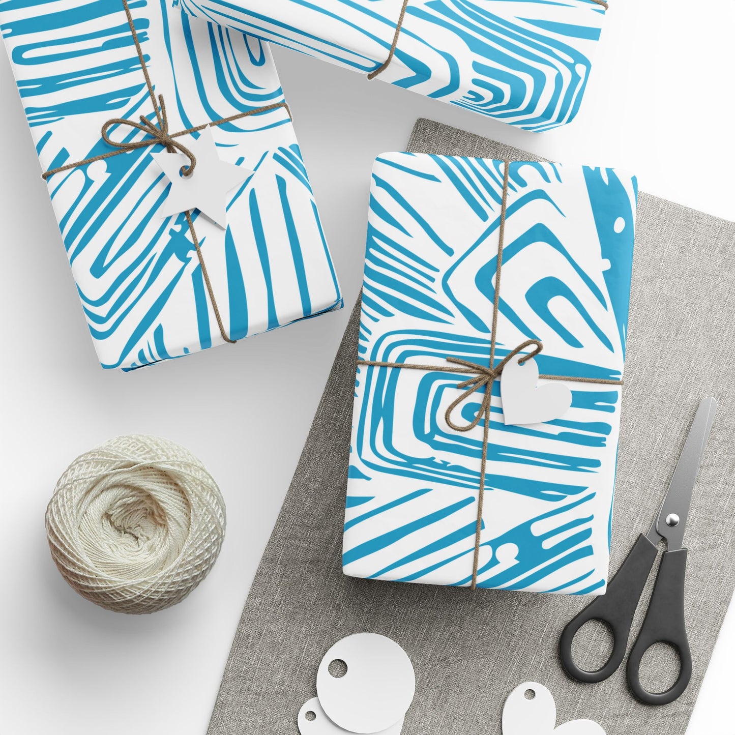 White Floral Burst Wrapping Paper - Illustrative Artisan Gift Wrap